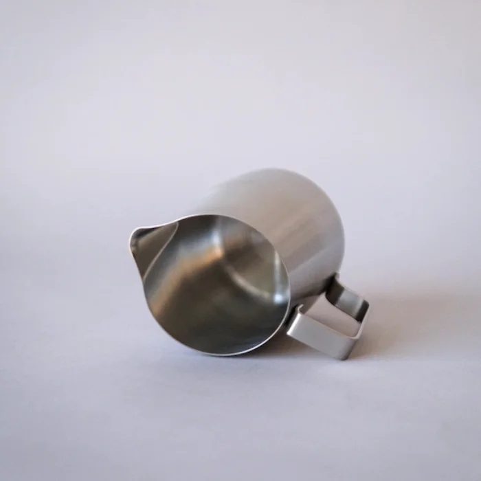 22oz WPM Brushed Steel Pitcher with Wide Spout on Side 22oz WPM Brushed Steel with Wide Spout